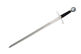 41.75" Dark Prince Sword w/Leather Sheath Stainless-Steel Blade/Black Handle with Silver Pommel & Guard SKU 901114