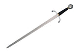 41.25" Royal Sentry Sword w/Leather Sheath Stainless-Steel Blade/Black Handle with Silver Pommel & Guard SKU 901115