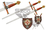 29.5" Double Templar Design Sword W/ Plaque SKU 926997