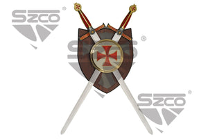 29.5" Double Templar Design Sword W/ Plaque SKU 926997