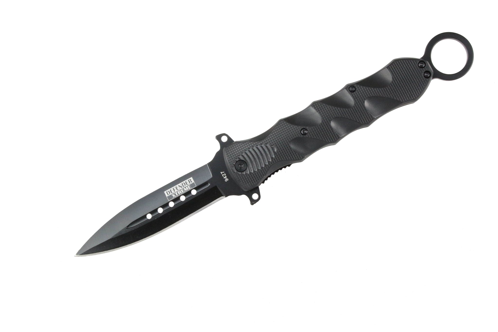 Defender-Xtreme Spring Assisted Black Knife with Stainless Steel