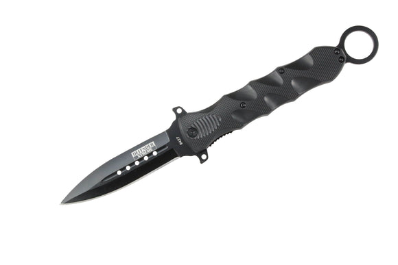 Defender-Xtreme Spring Assisted Black Knife with Stainless Steel Blade SKU 9427