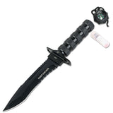 Hunt-Down Survival Knife w/Sheath 12" Overall Black Stainless-Steel Blade and Handle SKU 9825