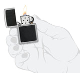 Zippo Black Leather Emblem Street Chrome Windproof Lighter