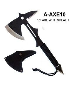 15" Hunting Axe Stainless-Steel Heavy-Duty Survival Cord with Sheath SKU A-AXE10
