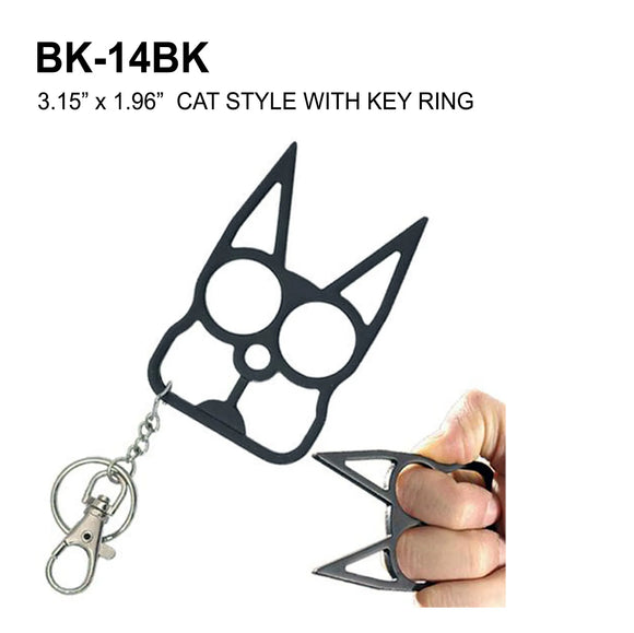 Self Defense Cat Keychain Black Stainless Steel BK-14BK