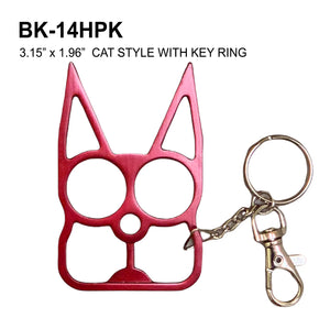 Self Defense Cat Keychain Hot Pink Stainless Steel SKU BK-14HPK