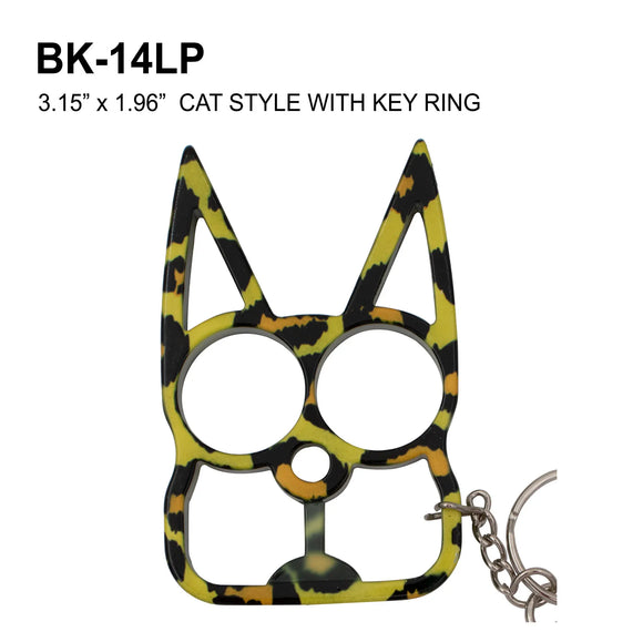 Self Defense Cat Keychain Leopard Print Stainless Steel SKU BK-14LP