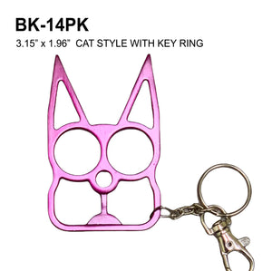 Self Defense Cat Keychain Pink Stainless Steel SKU BK-14PK