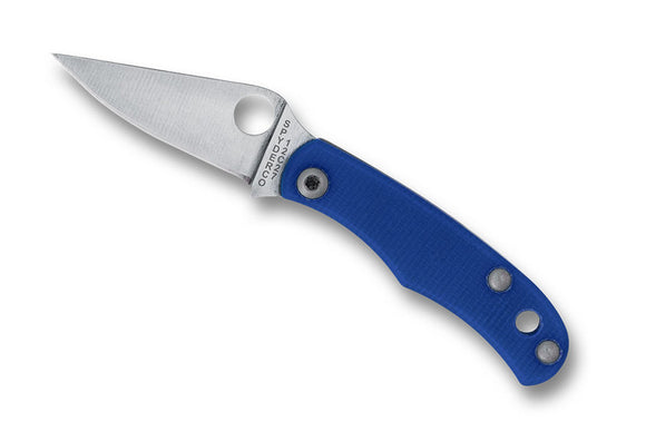 Spyderco Bug Mini Slip Joint Knife 12c27 Stainless-Steel Blade/Blue G10 Handle SKU C133GBLP
