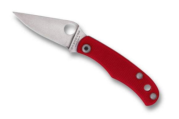 Spyderco Bug Mini Slip Joint Knife 12c27 Stainless-Steel Blade/Red G10 Handle SKU C133GRDP