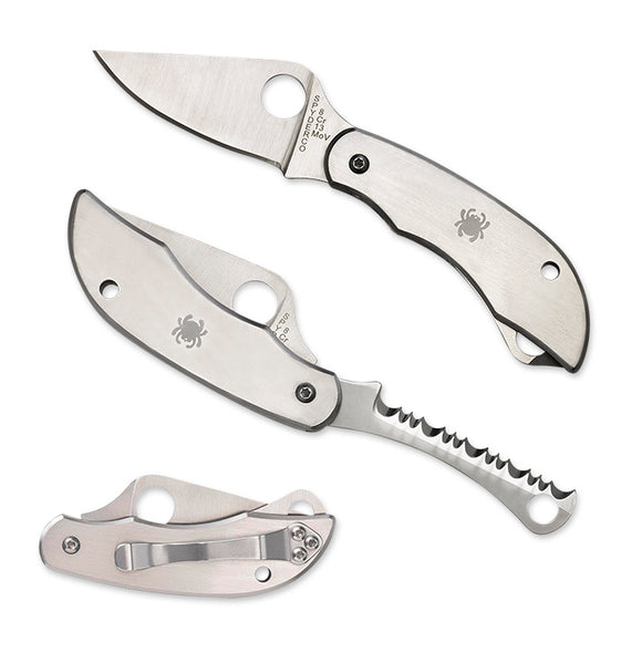 Spyderco ClipiTool Pocketknife Plain and Serrated Blades SKU C176P&S
