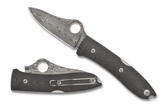 Spyderco SpyOpera Lockback Knife Damascus/Carbon Fiber SKU C255CFPD