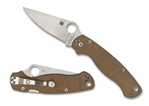 Spyderco Paramilitary 2 Compression Lock Knife CPM-CruWear Tool Steel Blade/Brown Canvas Micarta Handle SKU C81MPCW2