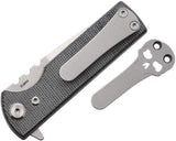 Chaves Knives T.A.K. Liner Lock Knife Stonewash Satin Finish Elmax Steel Blade/Black Canvas Micarta Handle SKU CHAV14238