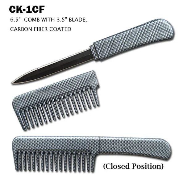 Self Defense Concealed Comb Knife Black Stainless Steel/3D print Carbon Fiber SKU CK-1CF