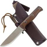 Condor Swamp Romper Knife w/Brown Leather Sheath Satin Finish 1075HC Steel Blade/Walnut Handle SKU CTK390045HC