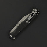 Daggerr Knives Toothpick Liner Lock Knife Stonewash 8Cr14MoV Stainless Clip Point Blade/Black Textured ABS Handle SKU DGRTPFBKSW