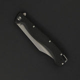 Daggerr Knives Toothpick Liner Lock Knife Stonewash 8Cr14MoV Stainless Clip Point Blade/Black Textured ABS Handle SKU DGRTPFBKSW