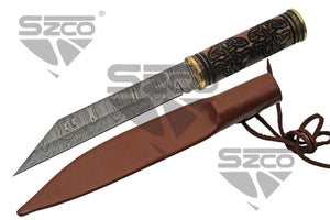 13.75" Celtic Triquetra Seax Damascus Blade SKU DM-1299