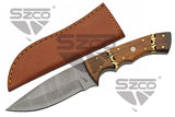 9" Rodeo Wood Damascus Blade Hunting Knife SKU DM-1365