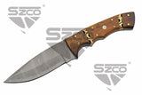 9" Rodeo Wood Damascus Blade Hunting Knife SKU DM-1365