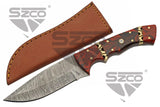 9" Red Rodeo Damascus Blade Hunting Knife SKU DM-1366
