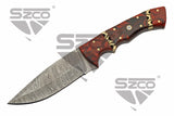 9" Red Rodeo Damascus Blade Hunting Knife SKU DM-1366