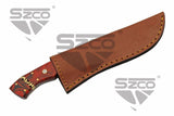 9" Red Rodeo Damascus Blade Hunting Knife SKU DM-1366