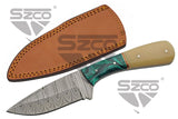 8.5" Deep Green Bone & Acrylic Handle Damascus Blade Skinner hunting Knife SKU DM-1370GN