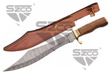 Scimitar Sword w/Leather Sheath 17.5" Overall Damascus Steel Blade/Wood Handle SKU DM-1407