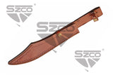 Scimitar Sword w/Leather Sheath 17.5" Overall Damascus Steel Blade/Wood Handle SKU DM-1407