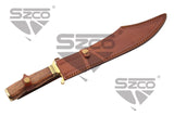 Scimitar Sword w/Leather Sheath 17.5" Overall Damascus Steel Blade/Wood Handle SKU DM-1407