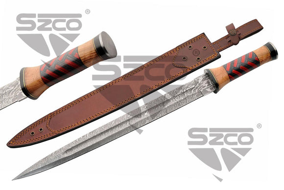 SD Short Sword W/Leather Sheath 24