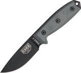 ESEE Model 3 Full Extended Tang Fixed Blade Knife w/Sheath Black 1095 High Carbon Steel Blade/Black Linen Micarta Handle 8.25" Overall SKU ES3PBMB