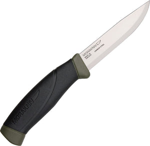 Mora Companion MG Carbon Steel Fixed Blade Knife with Sheath Carbon Steel Blade/Black & OD Green Propylene Handle SKU FT10258