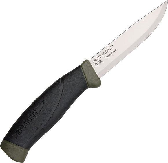 Mora Companion MG Carbon Steel Fixed Blade Knife with Sheath Carbon Steel Blade/Black & OD Green Propylene Handle SKU FT10258
