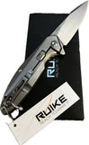 Ruike Frame Lock Knife Bead Blast 14C28N SS Blade/420 SS Handle SKU RKEP128SF
