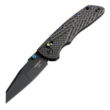 HOGUE Deka Manual Folder (Collector Series): 3.25" Wharncliffe Blade - Black Cerakote Finish, Black Carbon Fiber Frame & Green Tritium Insert