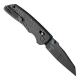 HOGUE Deka Manual Folder (Collector Series): 3.25" Wharncliffe Blade - Black Cerakote Finish, Black Carbon Fiber Frame & Green Tritium Insert