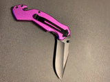EliteEdge Spring Assist Rescue Knife Black Stainless-Steel Blade/Purple Aluminum Handle SKU 10-952PE