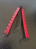 Butterfly Knife Black Tanto Stainless Steel Blade/Black & Red Aluminum Handle SKU 150RD