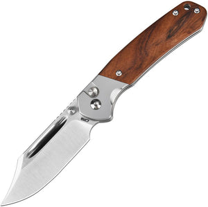 CJRB Bowie Pyrite Button Lock Knife AR-RPM9 Stainless Blade/Rosewood Handle SKU J1942RW