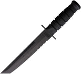 KA-BAR Black Tanto Fixed Blade Knife w/Sheath Black Partially Serr. 1095 Cro-Van Carbon Steel Blade/Black Kraton Handle Carbon Steel Guard & Pommel SKU KA1245