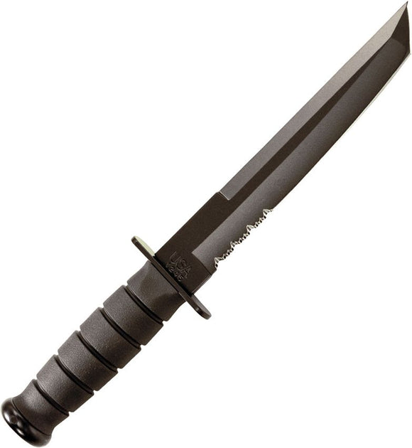 KA-BAR Black Tanto Fixed Blade Part Serr. Knife with Sheath SKU KA1245