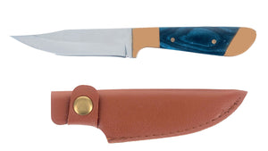 Fixed Blade Mini Hunting Knife w/Sheath Clip Point 440 Stainless-Steel Blade/Green & Gold Plastic Handle SKU KHK1117BH