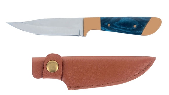 Fixed Blade Mini Hunting Knife w/Sheath Clip Point 440 Stainless-Steel Blade/Green & Gold Plastic Handle SKU KHK1117BH
