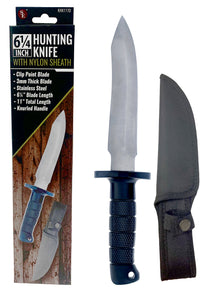 Fixed Blade Hunting Knife w/Sheath Clip Point Stainless-Steel Blade/Black Rubber Handle SKU KHK1170