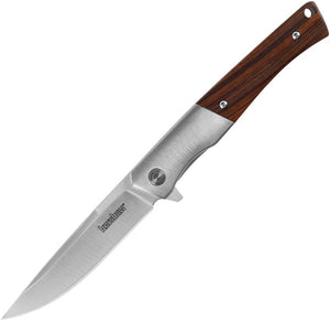 Kershaw Enhance Assist Open Liner Lock Knife Satin Finish Stainless Blade/Brown Wood Handle SKU KS1419