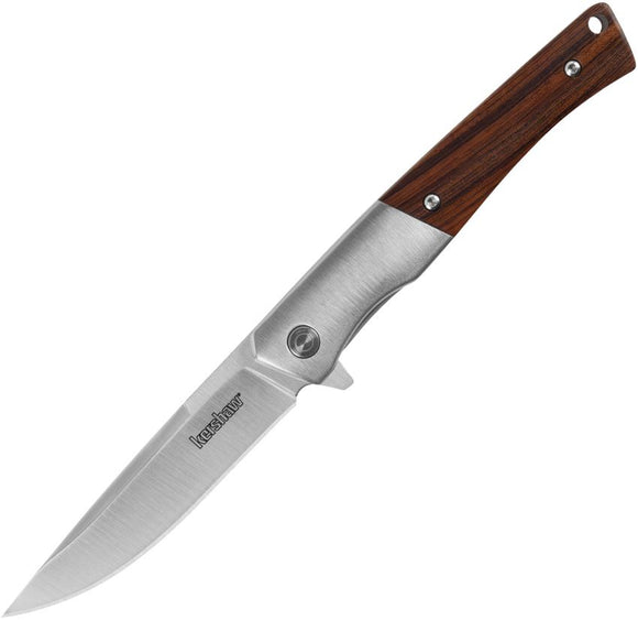 Kershaw Enhance Assist Open Liner Lock Knife Satin Finish Stainless Blade/Brown Wood Handle SKU KS1419